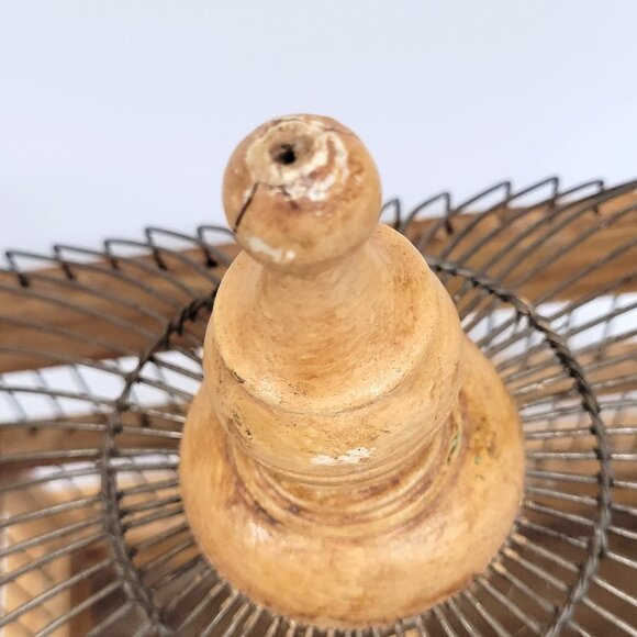 Wood Bird Cage Folk Victorian Tole Painted Flowers Wood Metal Tray Bottom - Picture 12 of 14